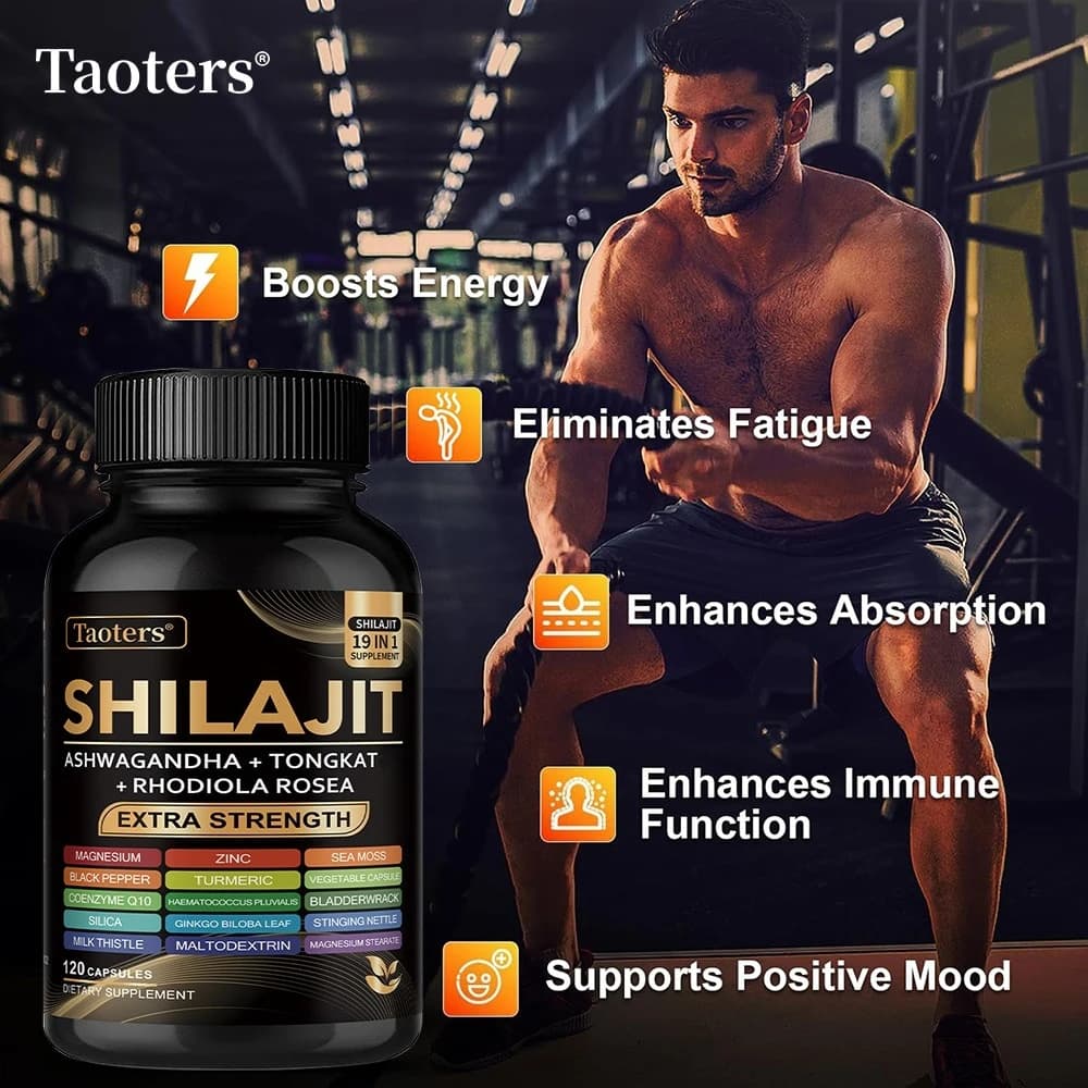 bottles of shilajit and sea moss supplement capsules — image 4