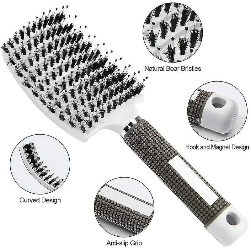 boar bristle and nylon scalp massage hair brush — image 3
