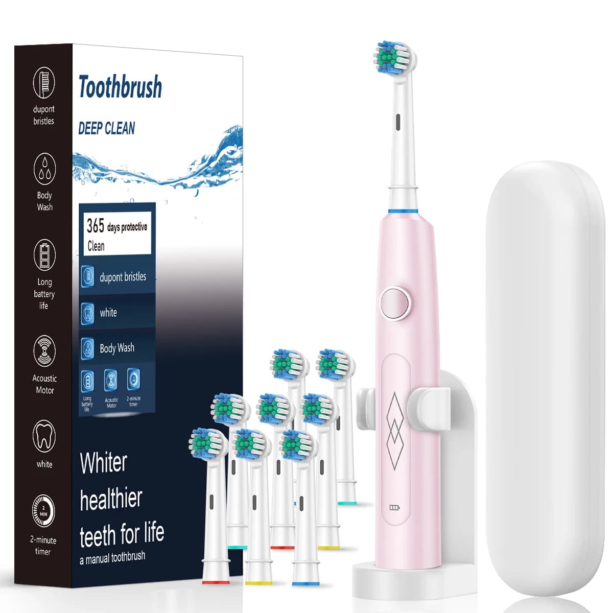 electric toothbrush with soft bristles and automatic cleaning head — image 3