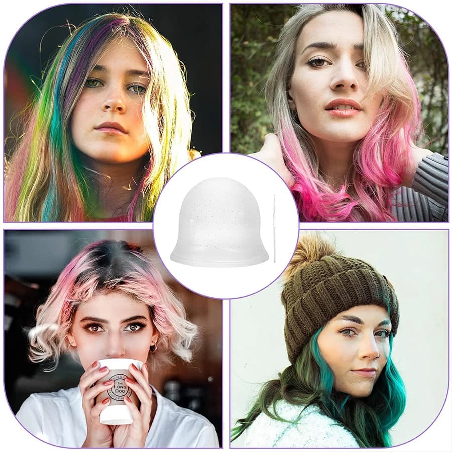 silicone hair coloring cap with built-in needle — image 4