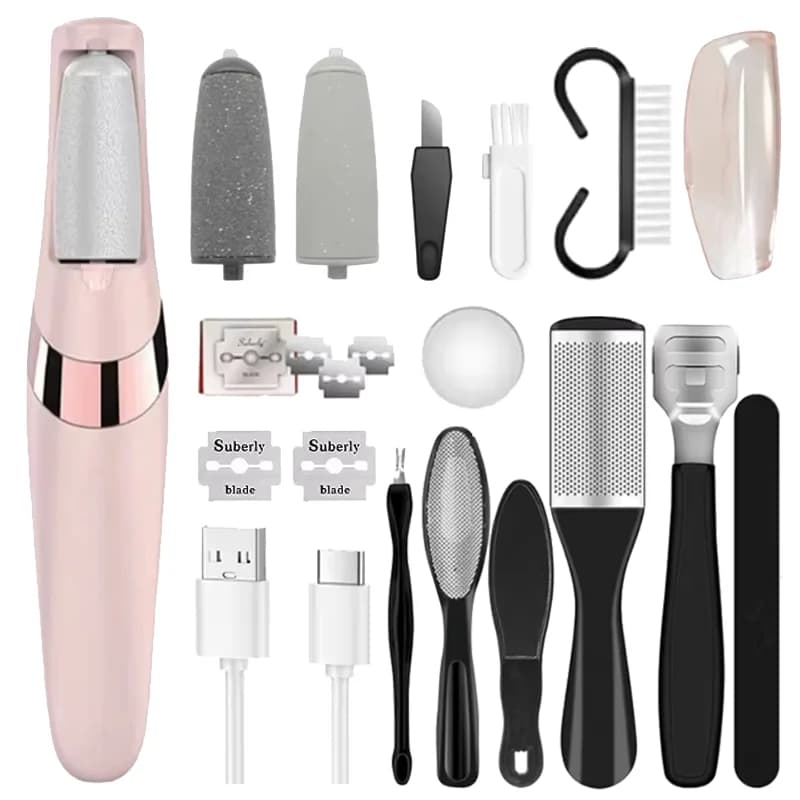 Rechargeable electric foot file with ten interchangeable heads — image 1
