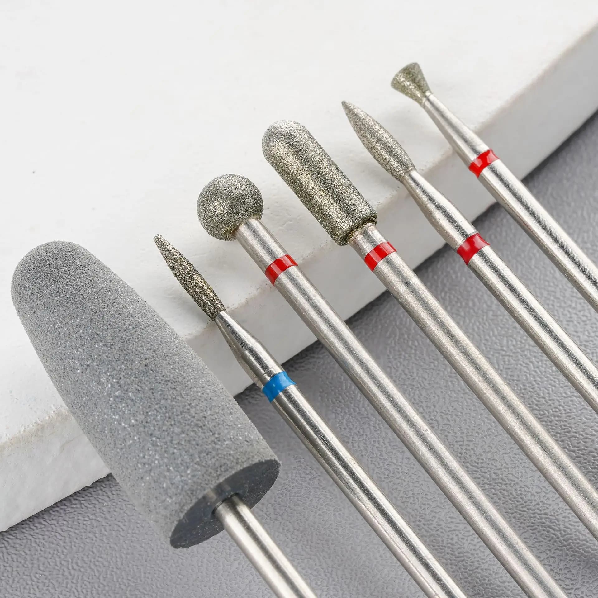 set of six diamond sand nail drill polishing bits — image 4