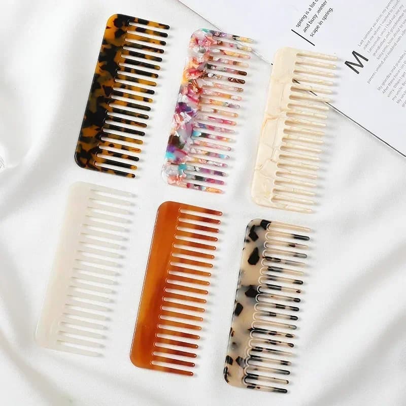 wide-tooth acetate anti-static hair comb — image 1