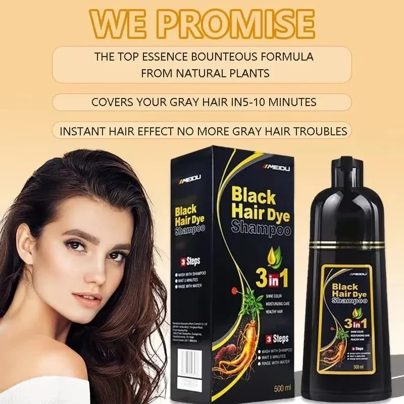 3-in-1 instant coloring shampoo in natural black — image 1
