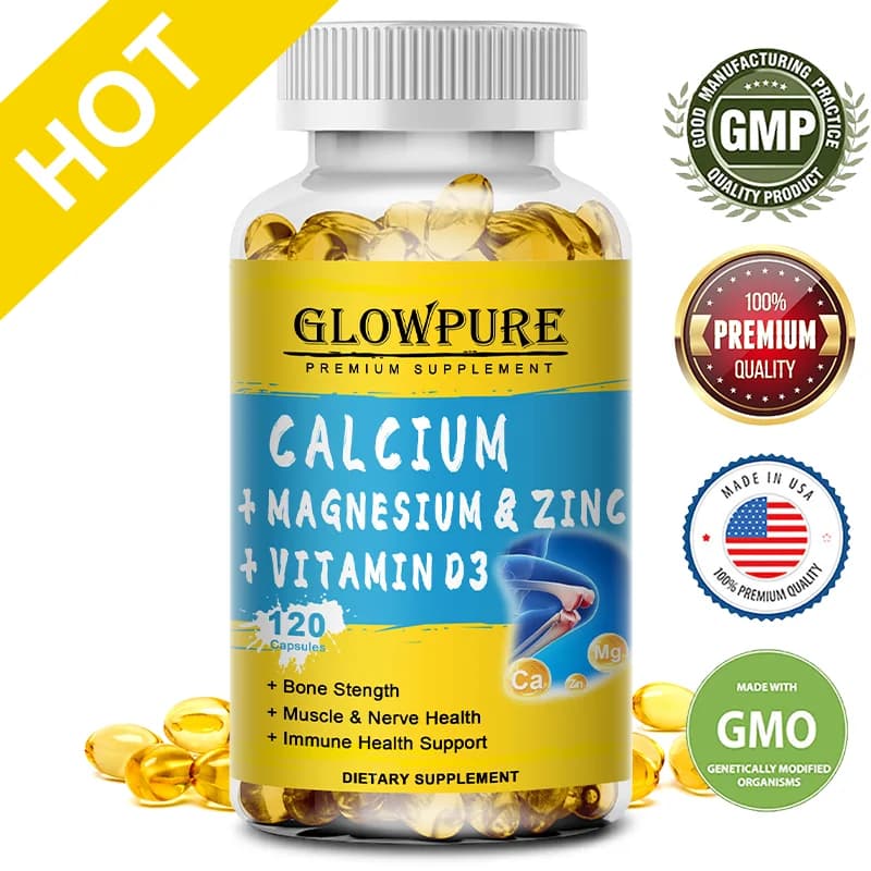 bottle of calcium magnesium zinc vitamin D3 supplement — image 1