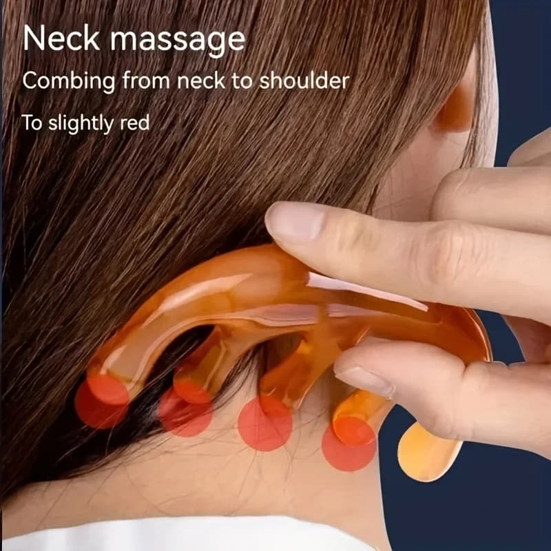 green resin acupoint massage comb with large tooth head — image 3