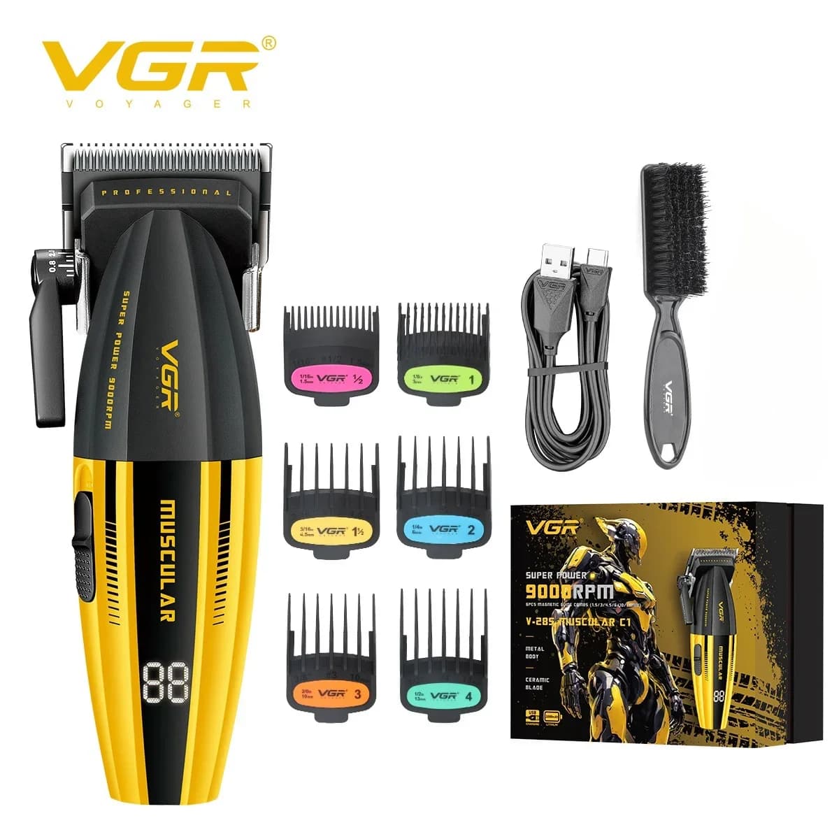 VGR Electric Hair Trimmer – 9000 RPM Rechargeable Clippers