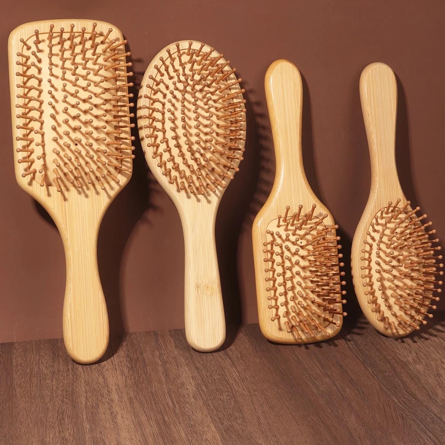 Wooden hair brush with natural bristles — image 6