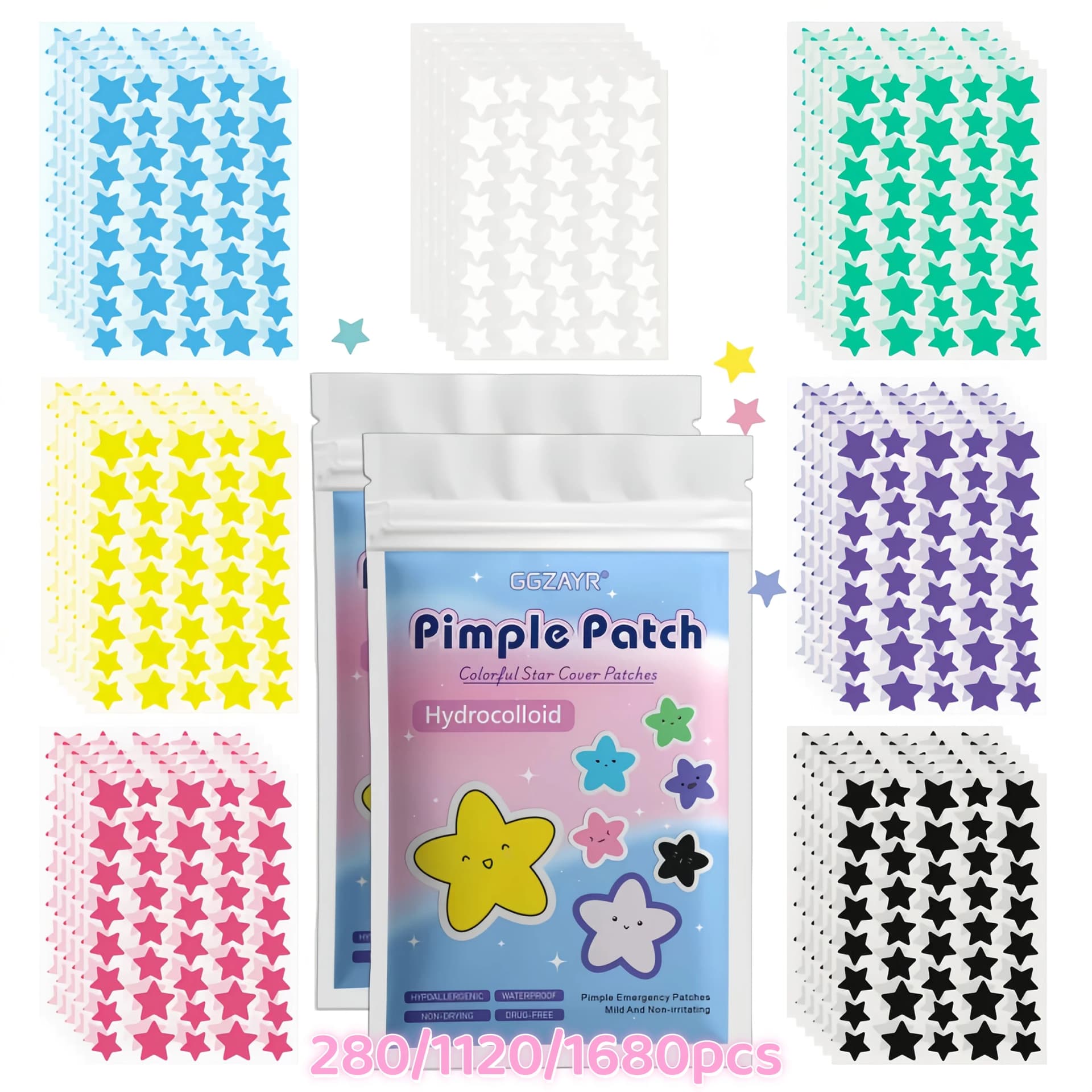 seven-color star invisible pimple patches — image 1