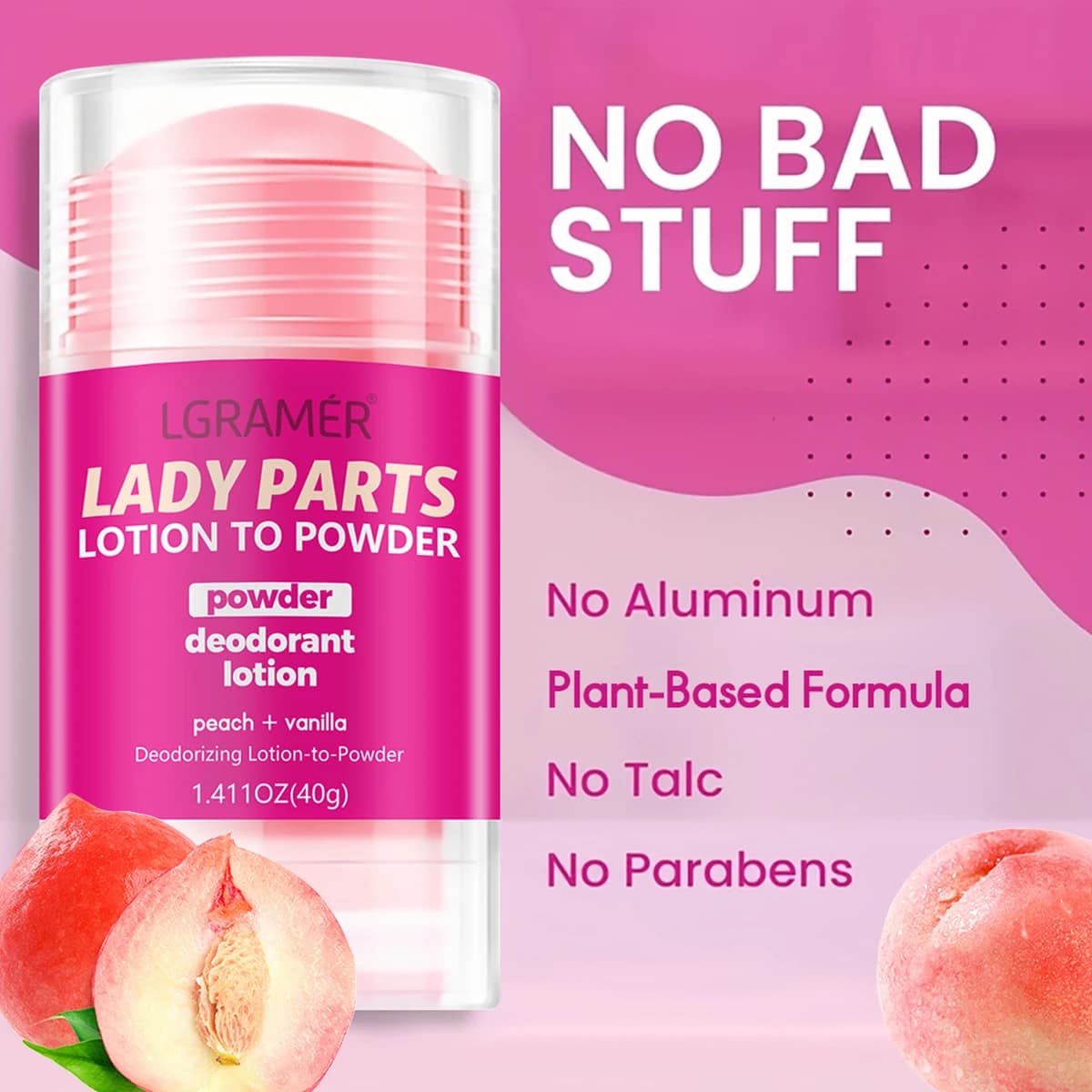 peach vanilla deodorant lotion bottle — image 1