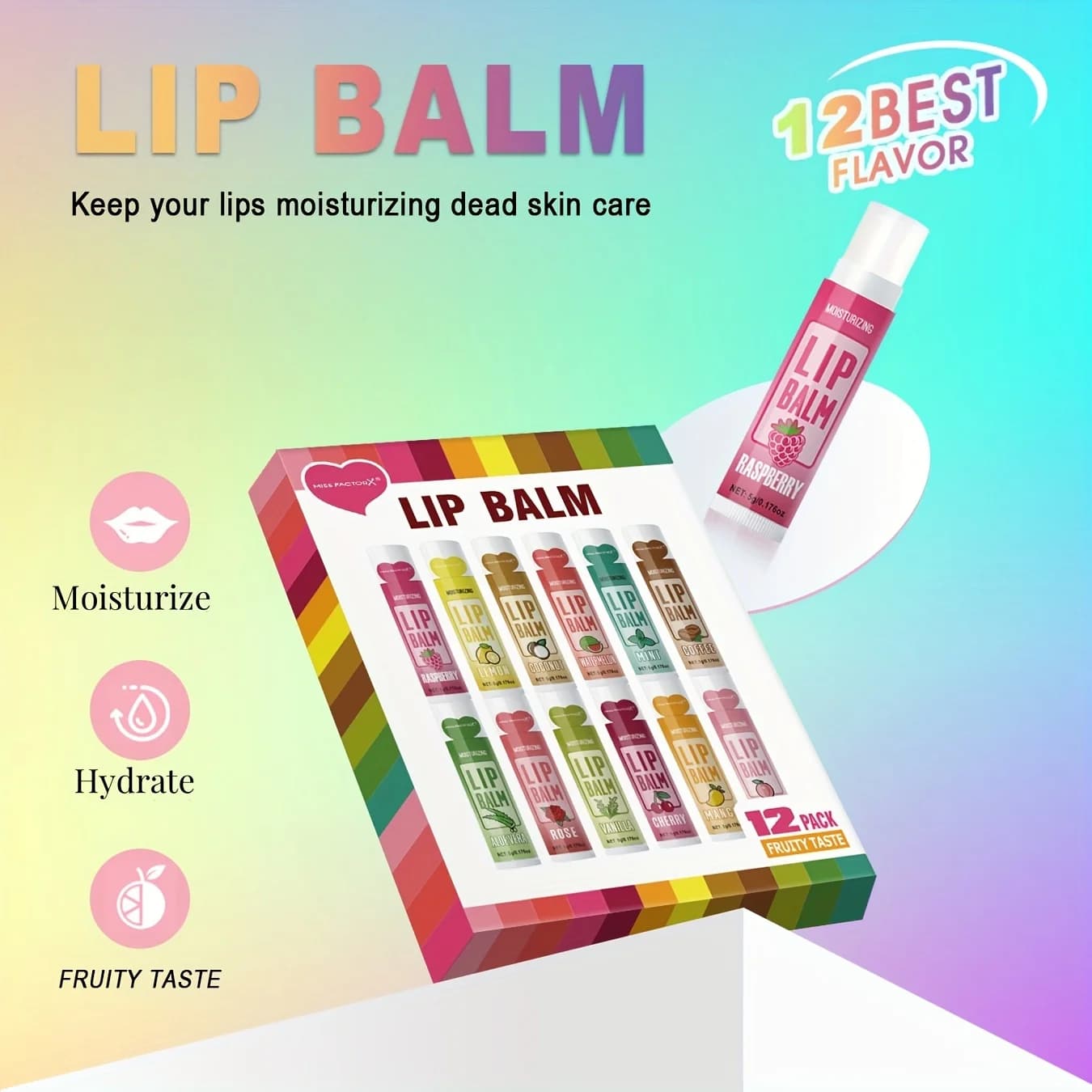 set of twelve 5 g moisturizing lip balms — image 2