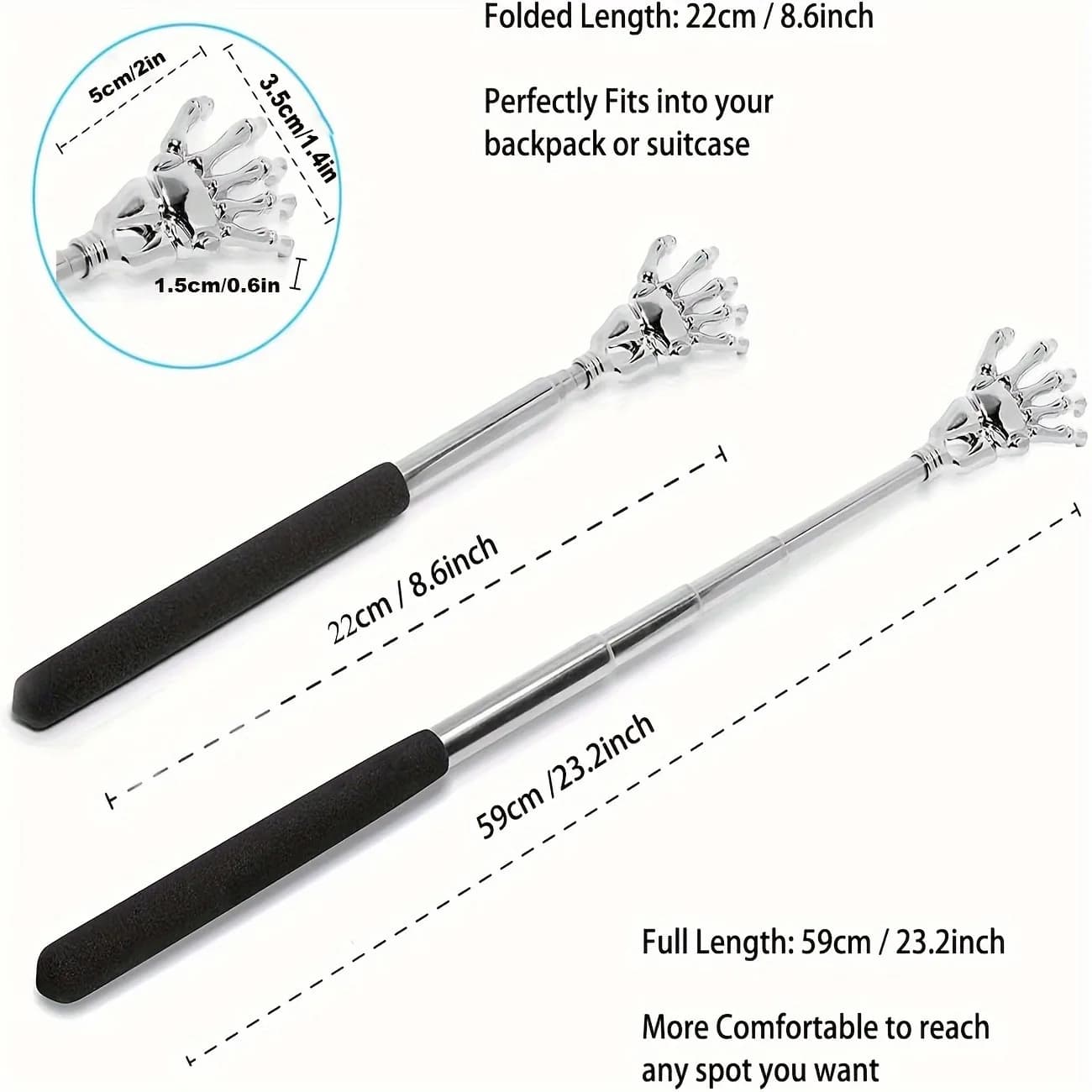 Stainless steel telescoping back scratcher — image 2