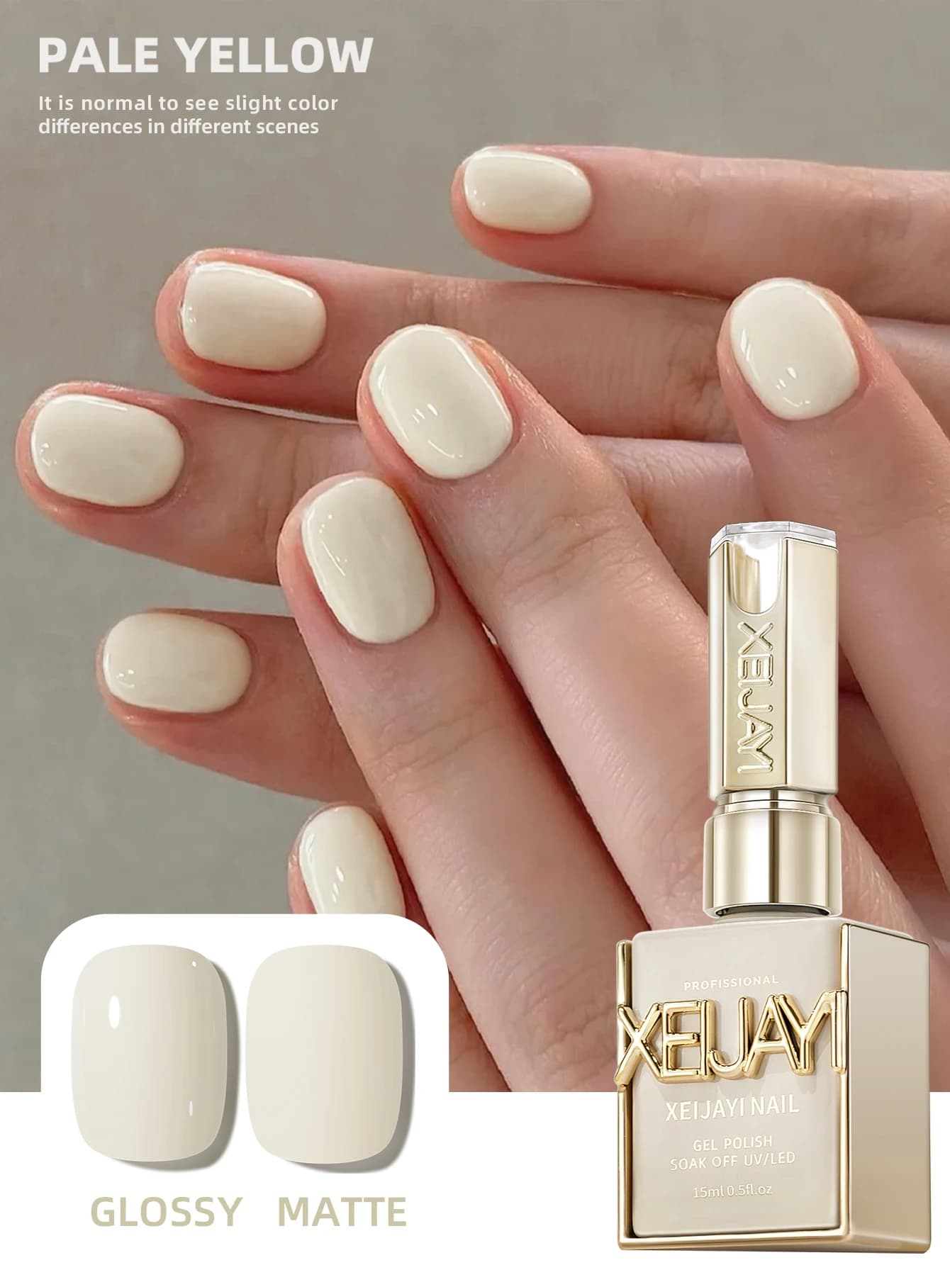 1pc 15ml Pale Yellow Gel Nail Polish Starter Pure Soak Off No