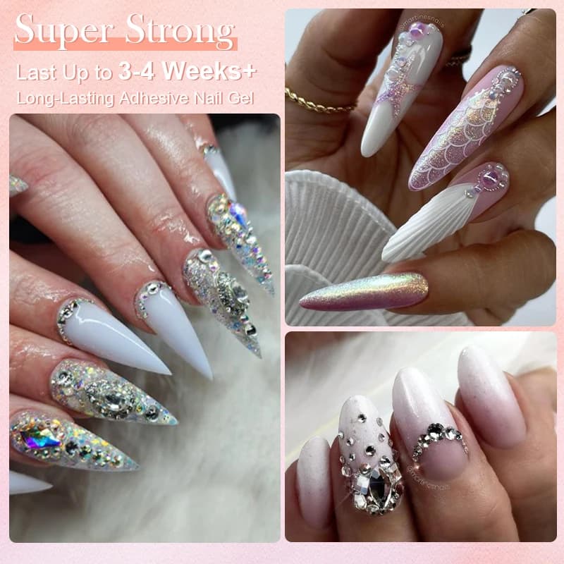 transparent nail gel polish for rhinestones — image 2