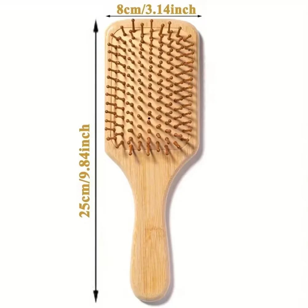 Natural bamboo paddle comb with air cushion — image 8