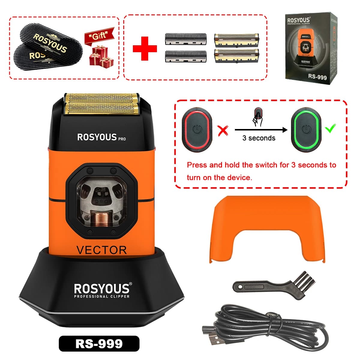 Rosyous RS-999 electric shaver with magnetic motor — image 8