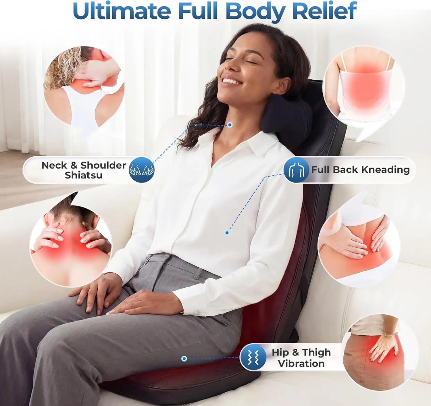 3-in-1 Shiatsu Neck and Back Massage Cushion with Heat - 4D — image 5