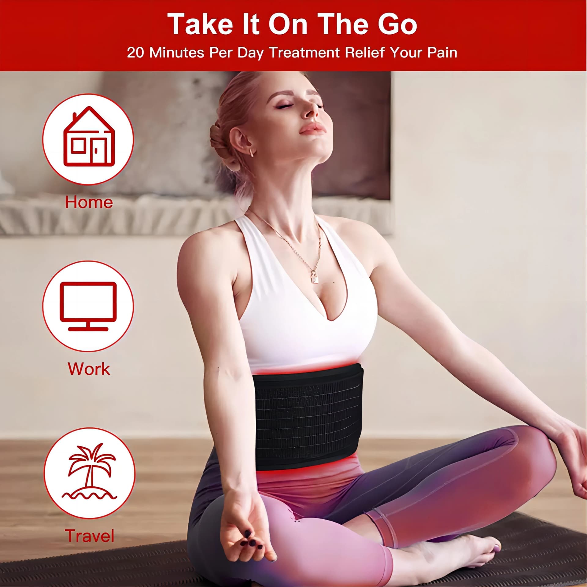 flexible red and infrared light therapy belt with LEDs — image 4