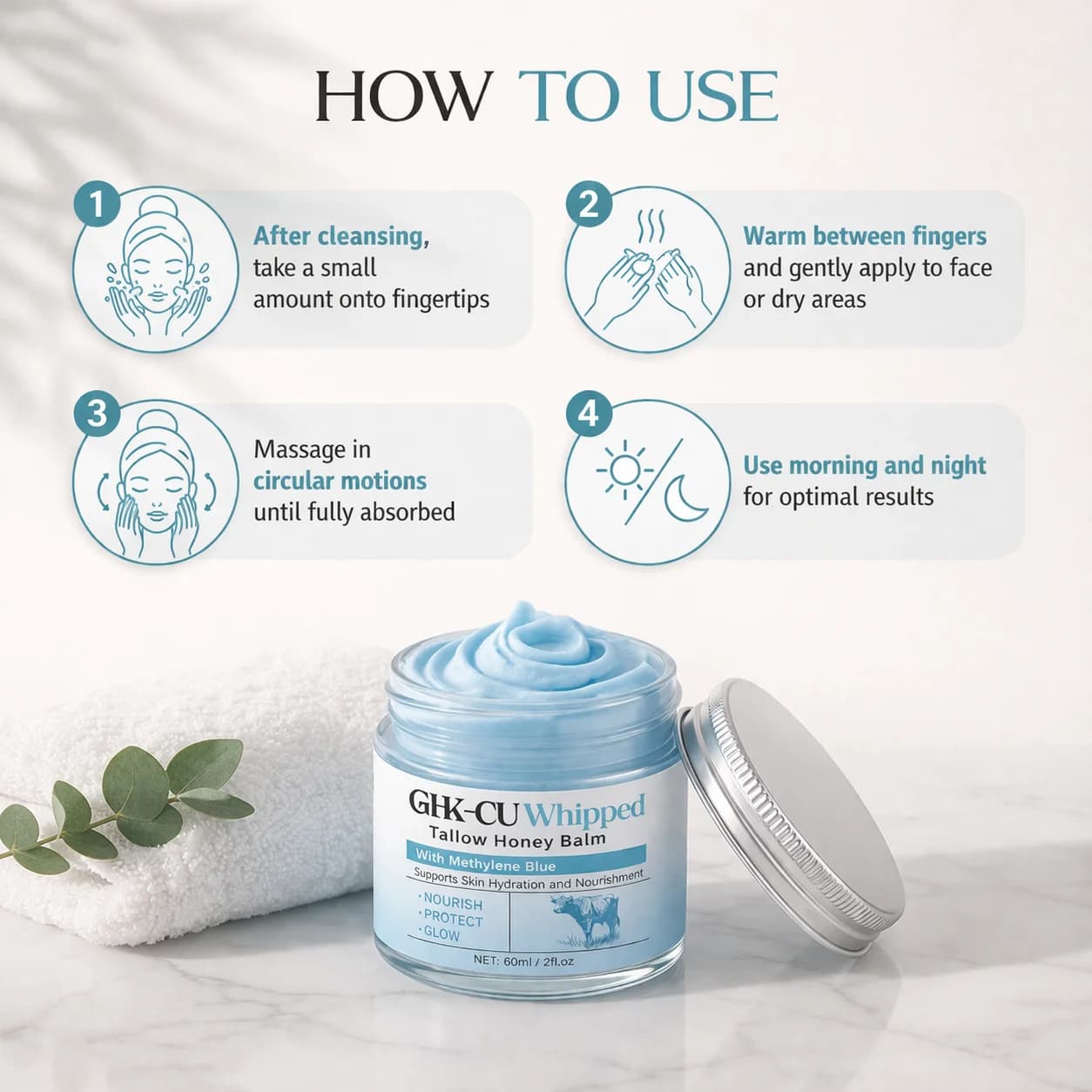 Copper peptide face balm in blue jar — image 4
