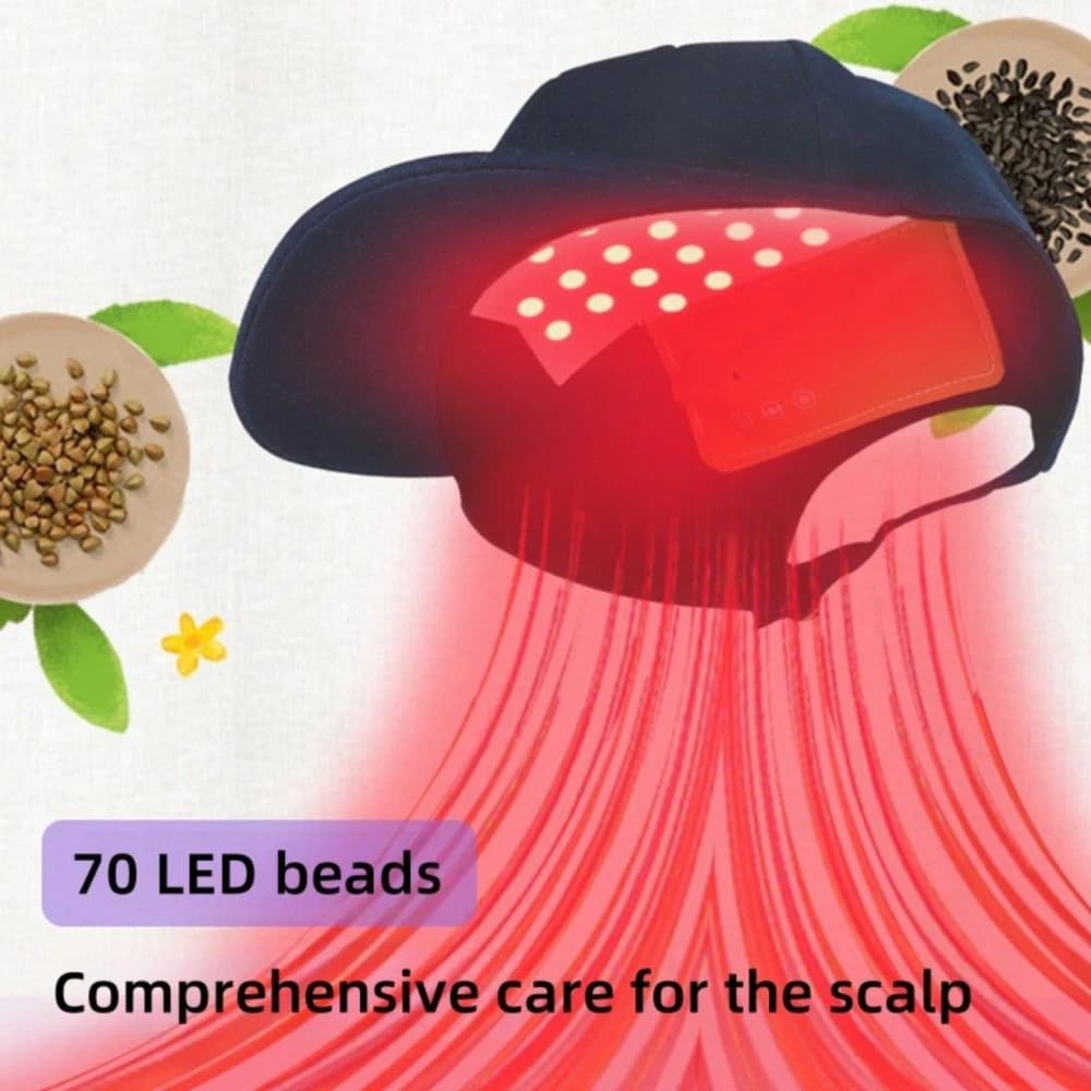 red light hair growth cap on a head — image 3
