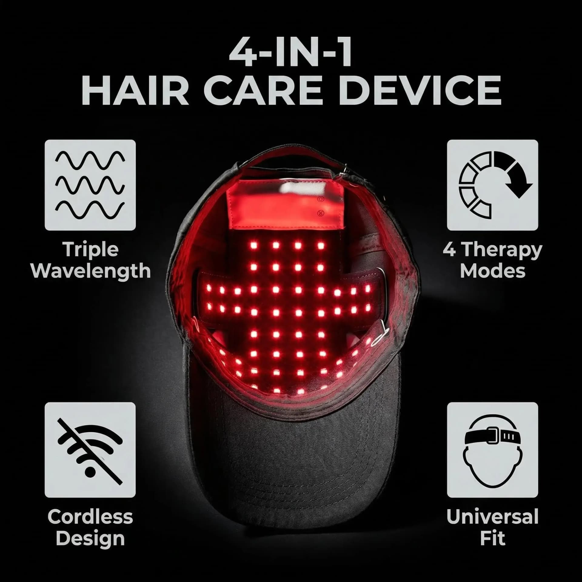 Red and infrared light therapy cap for hair growth — image 4