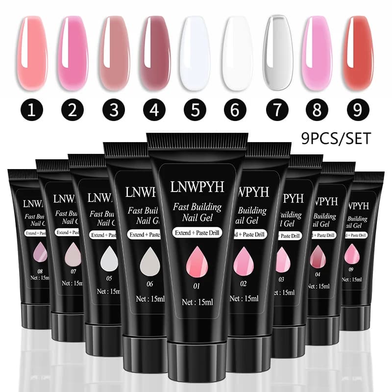 Poly Extension nail gel set with brushes and tips — image 7