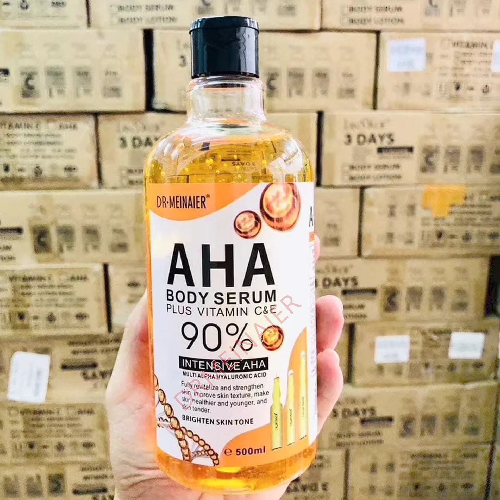 500ml bottle of vitamin C AHA hyaluronic face serum — image 4