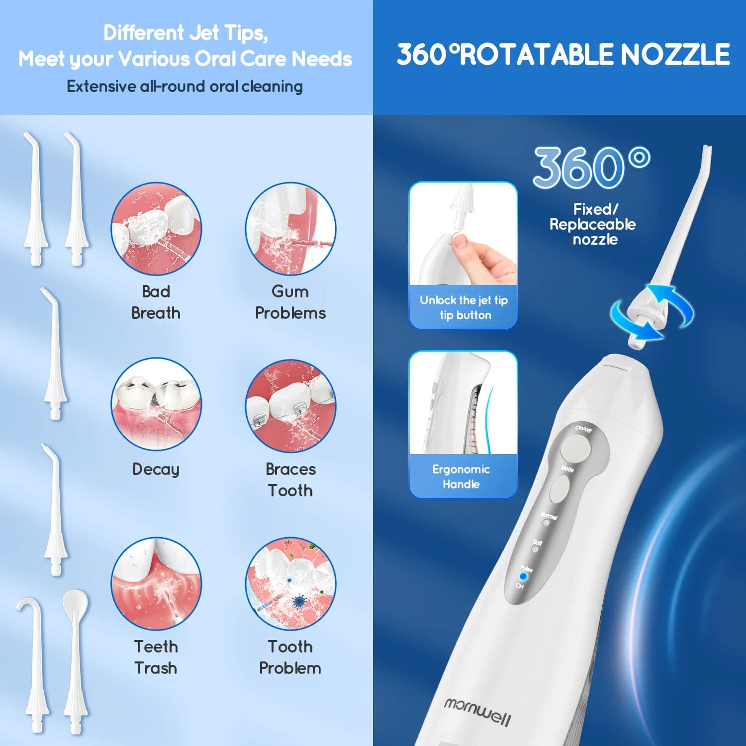 portable cordless water flosser with 6 jets — image 3