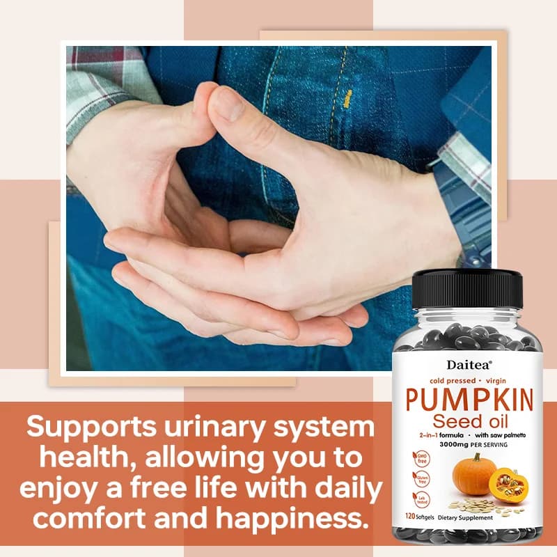 Bottle of pumpkin seed oil and saw palmetto supplement — image 4