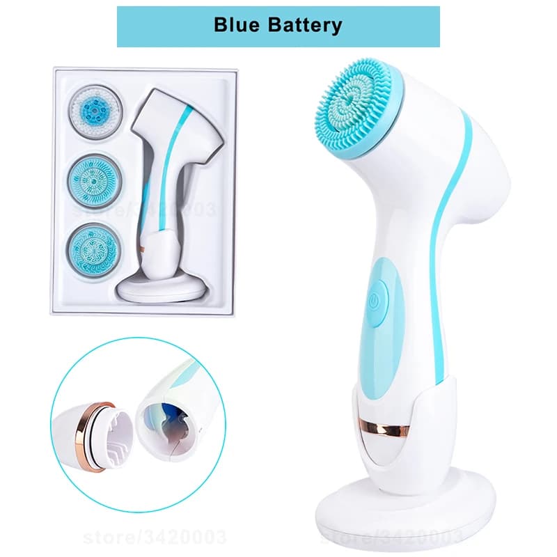 portable silicone facial cleansing brush with multiple heads — image 8