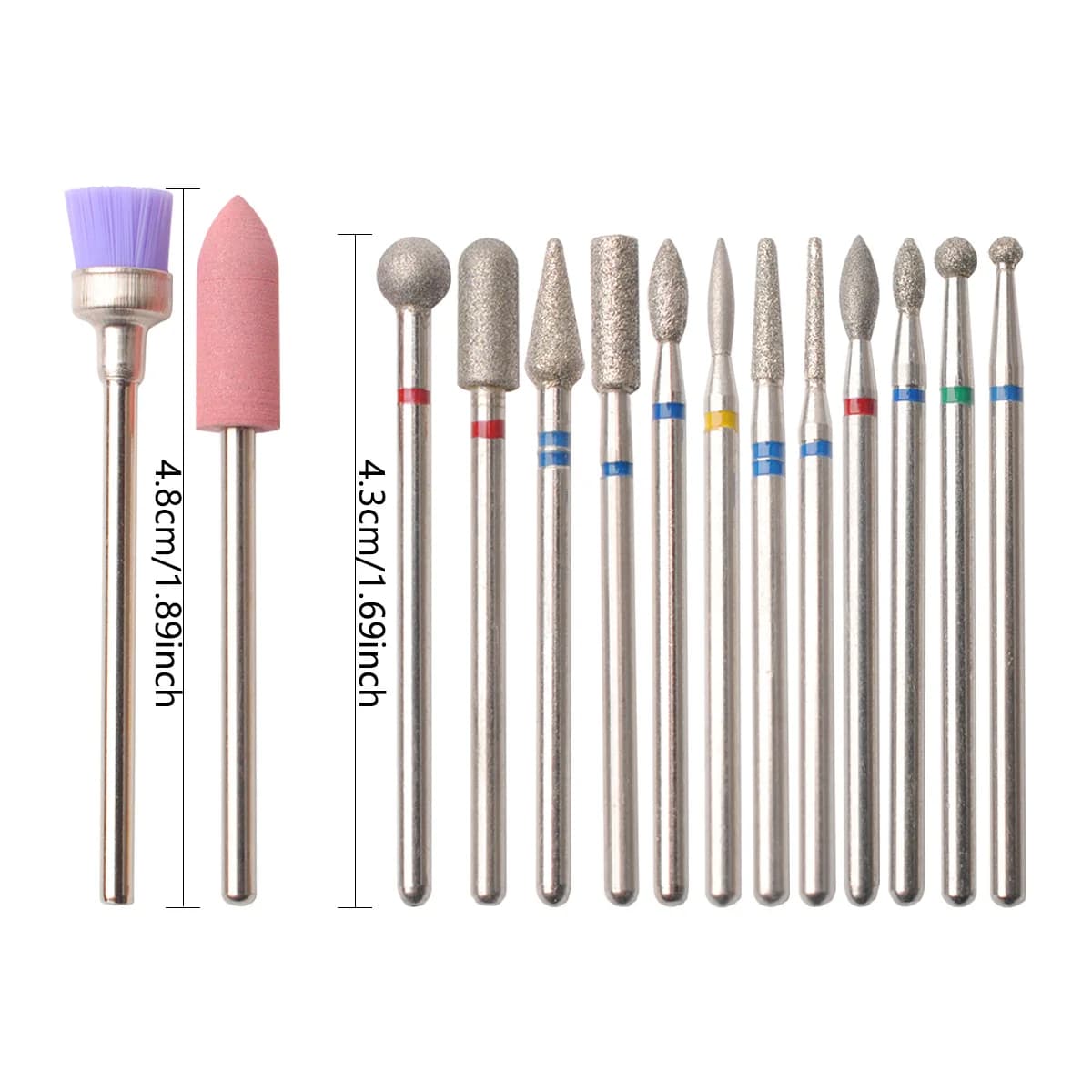 set of 14 nail drill bits for gel removal and polishing — image 6