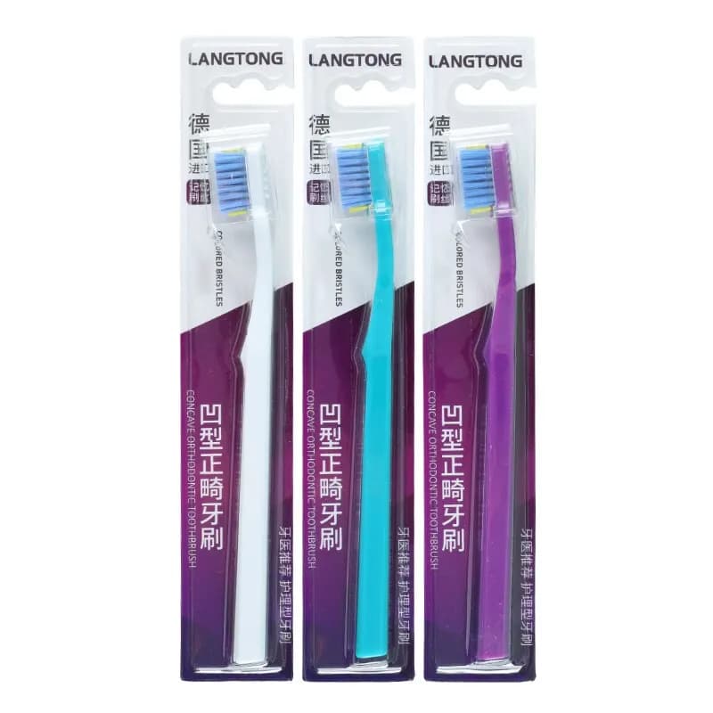 set of three soft‑bristle orthodontic toothbrushes — image 1