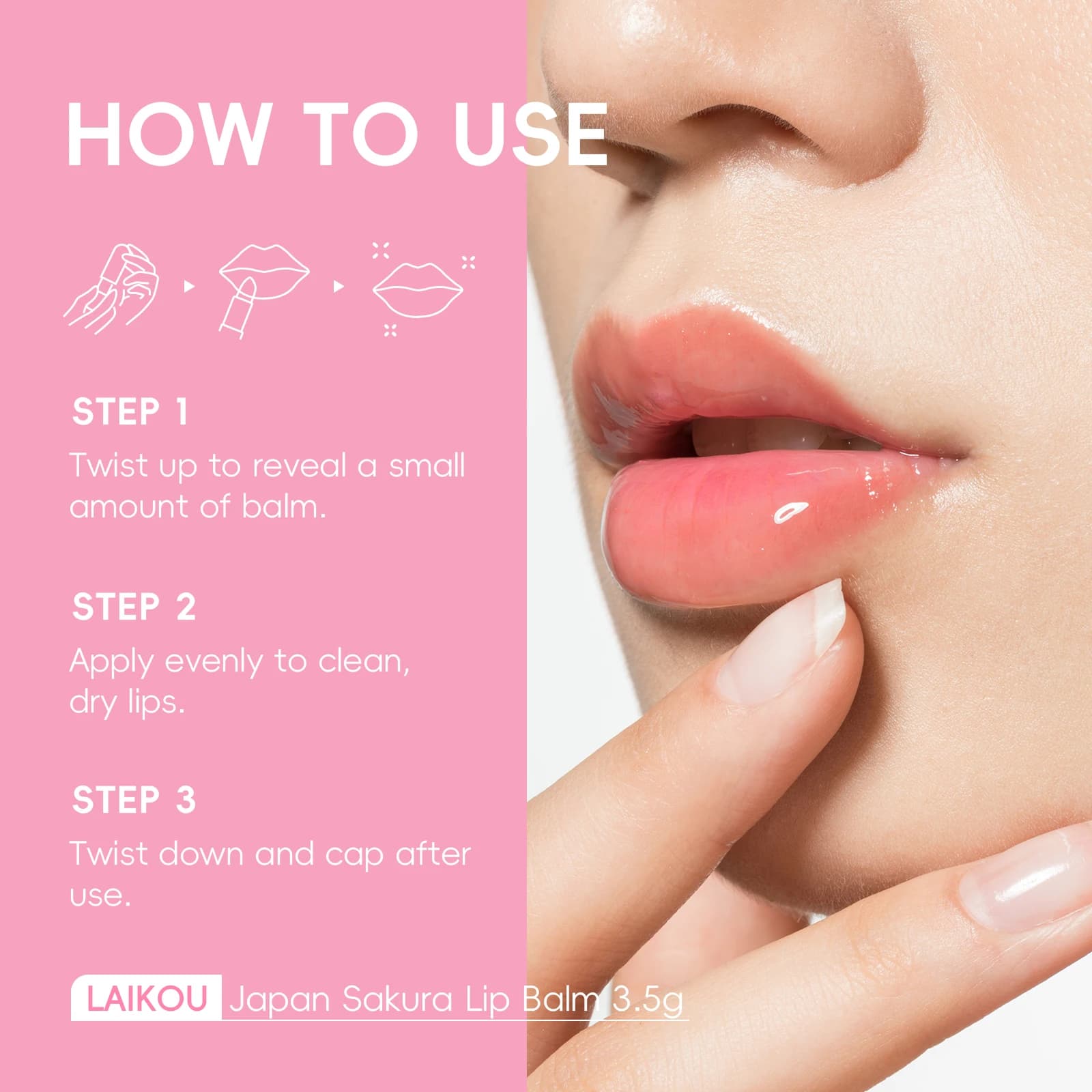 LAIKOU Japan Sakura hydrating plumping lip balm tube — image 6