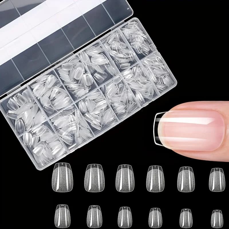 assorted press-on nail tips in stiletto, almond, square and coffin shapes — image 8