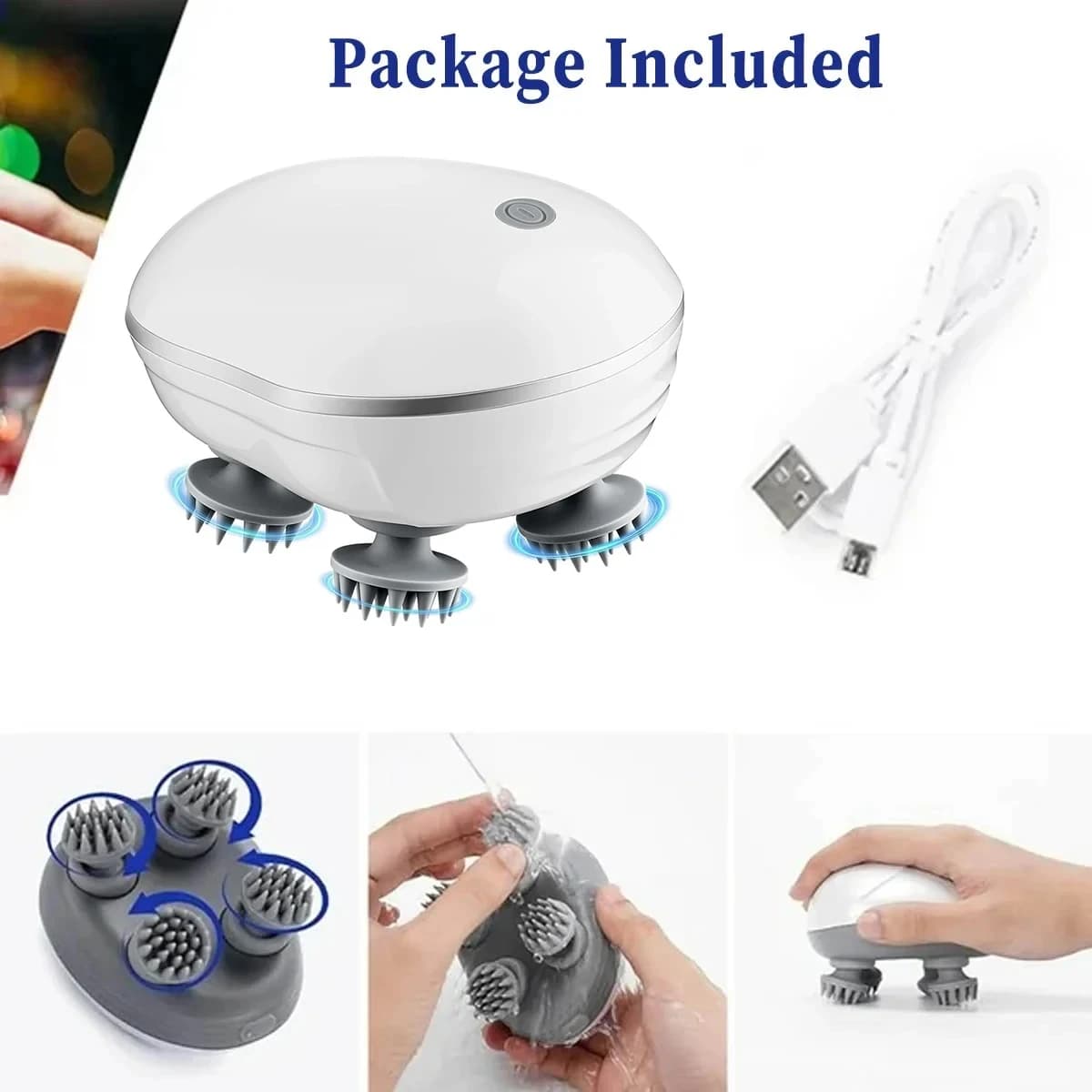 adjustable speed red light scalp massager with silicone nodes — image 5
