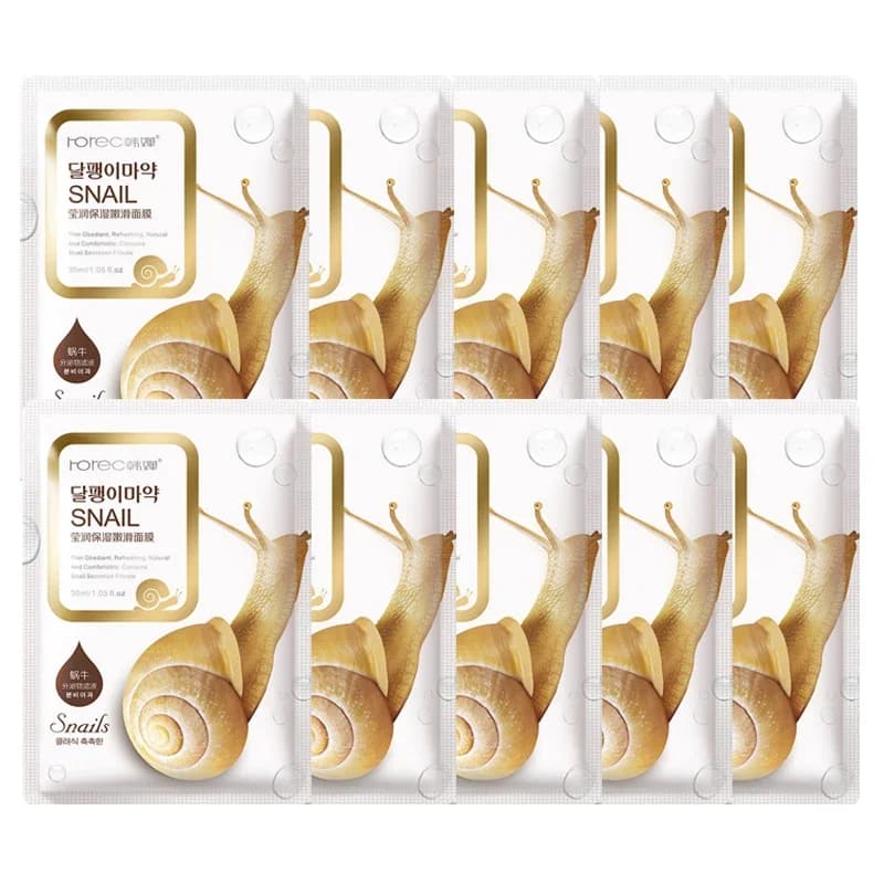 Snail moisturizing sheet masks in a 10‑pack box — image 6
