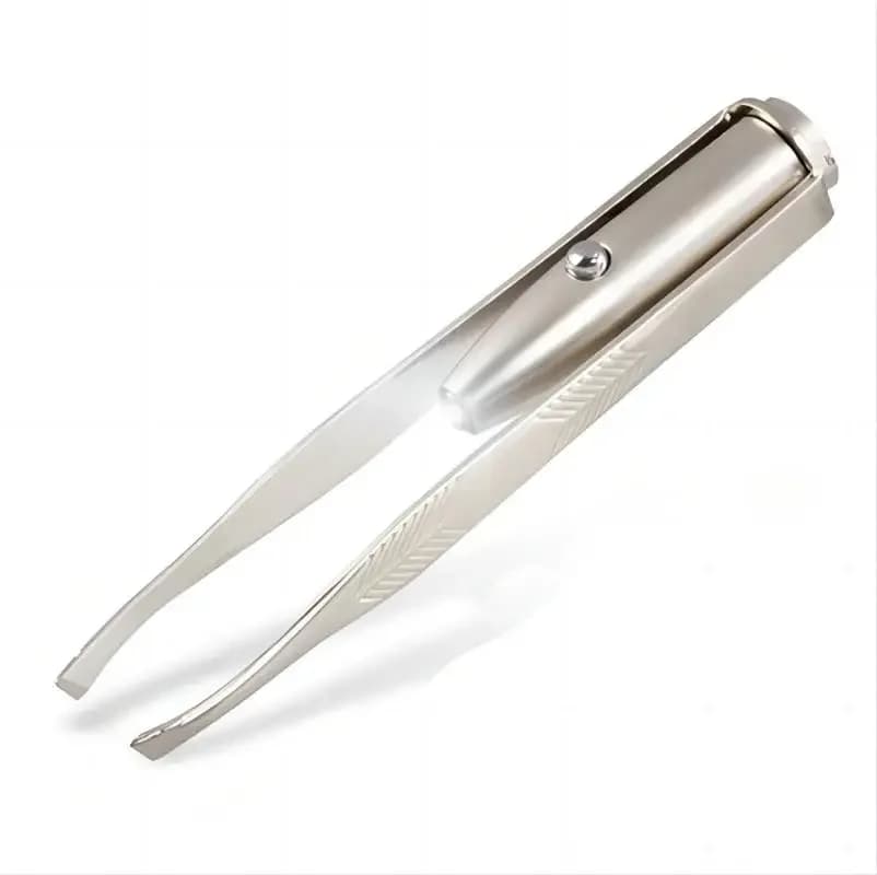 Stainless steel eyebrow tweezer with LED light — image 4