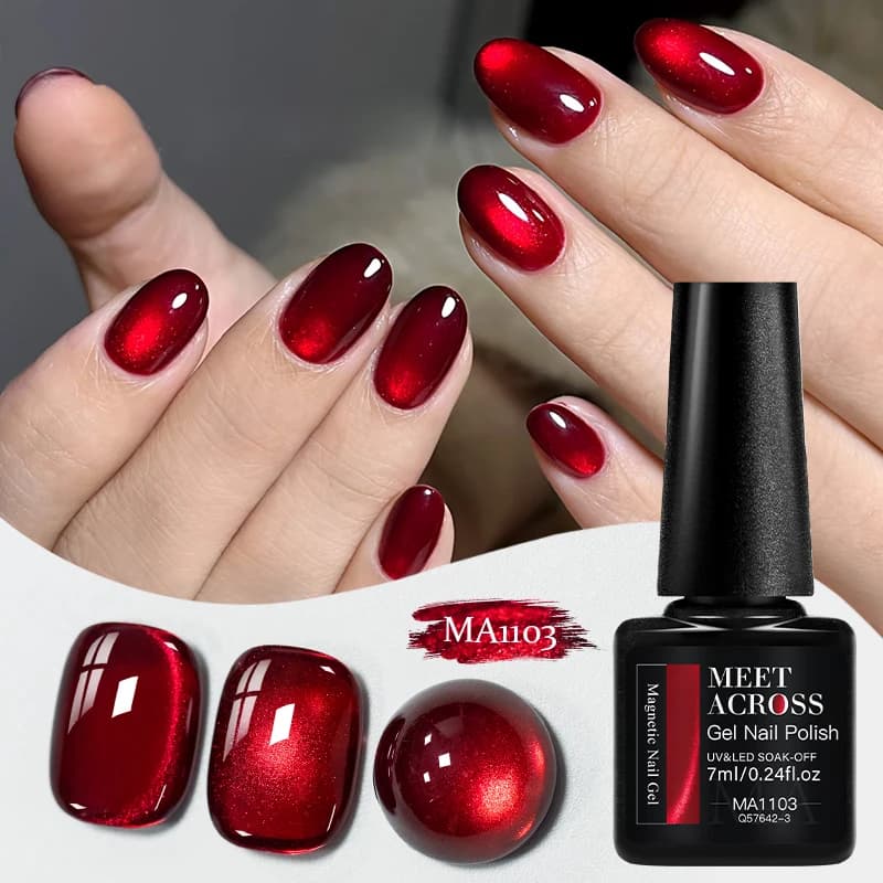 Garnet Red Magnetic Gel Nail Polish – Jewel Effect, 7 ml
