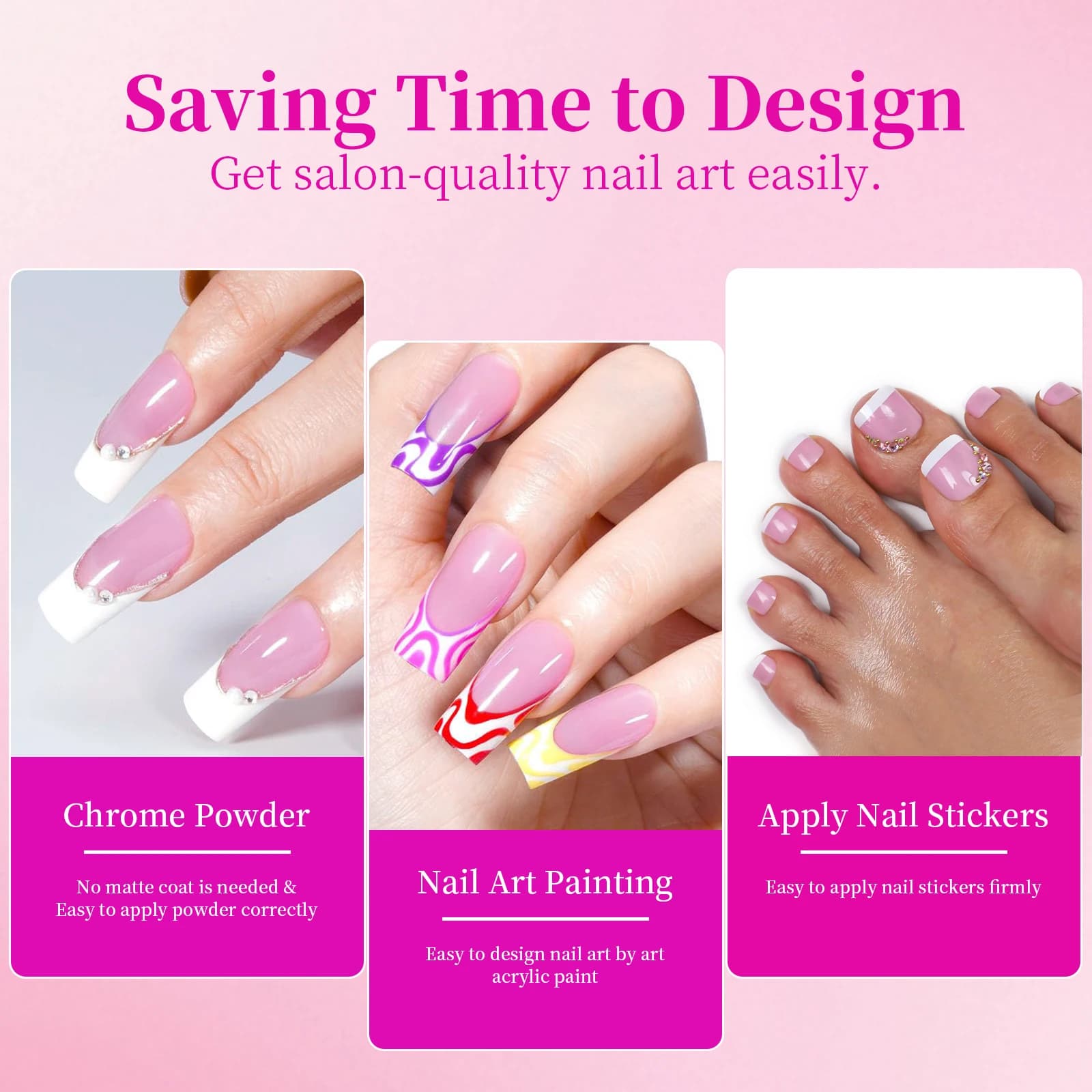 French square acrylic nail tips set for hands and feet — image 5