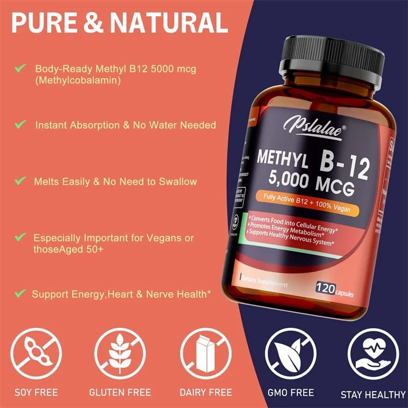 bottle of vitamin b12 5000 mcg capsules — image 3