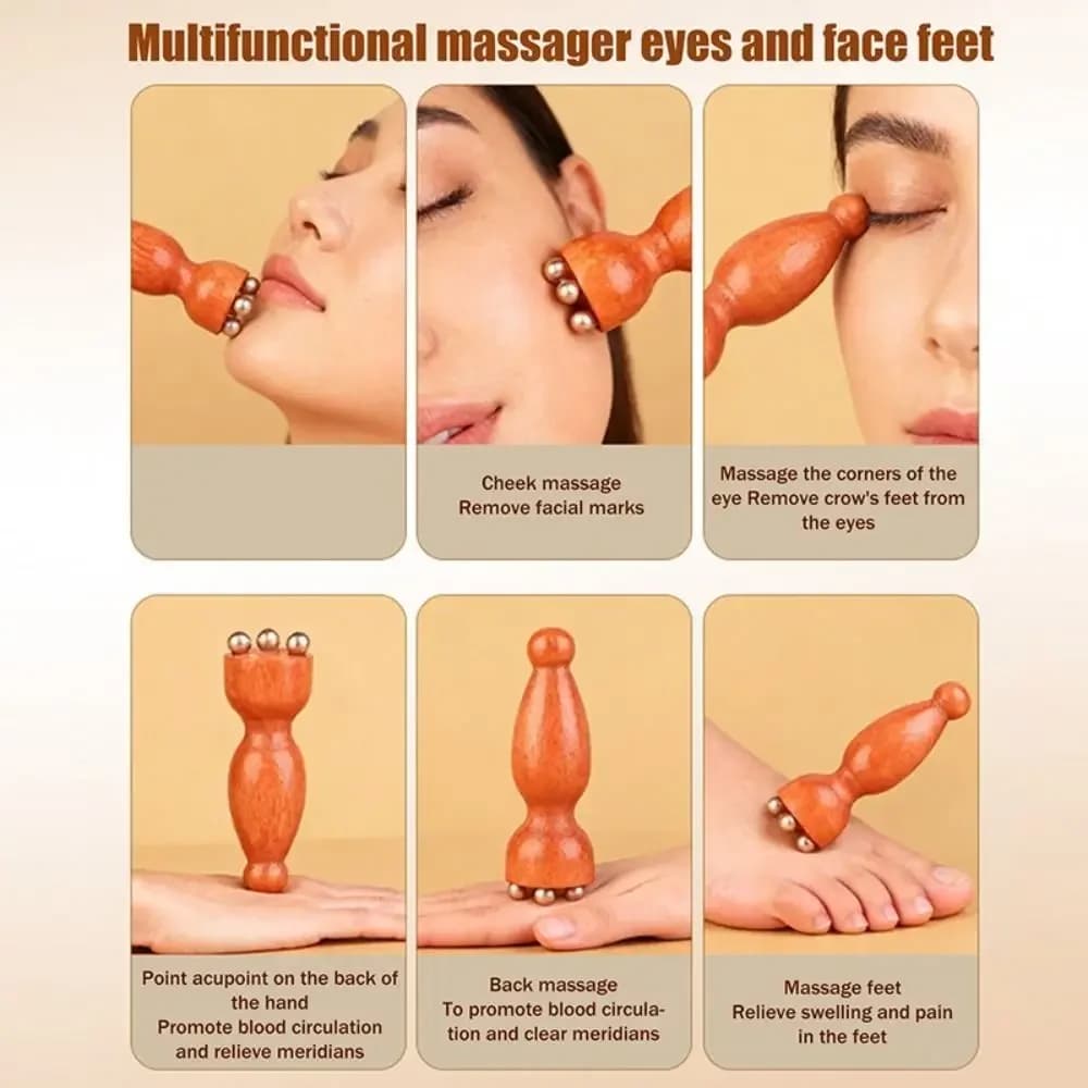 Lymphatic contour facial brush with brass lotus eye massage stick — image 6