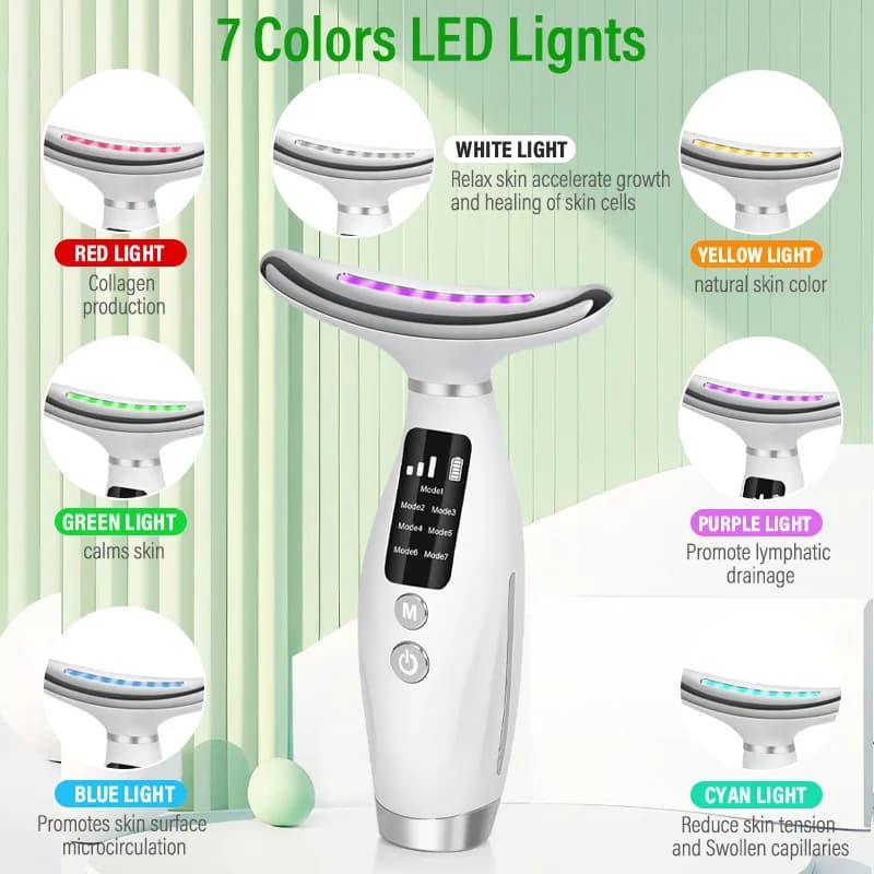 7-color EMS micro-current facial and neck massager — image 3
