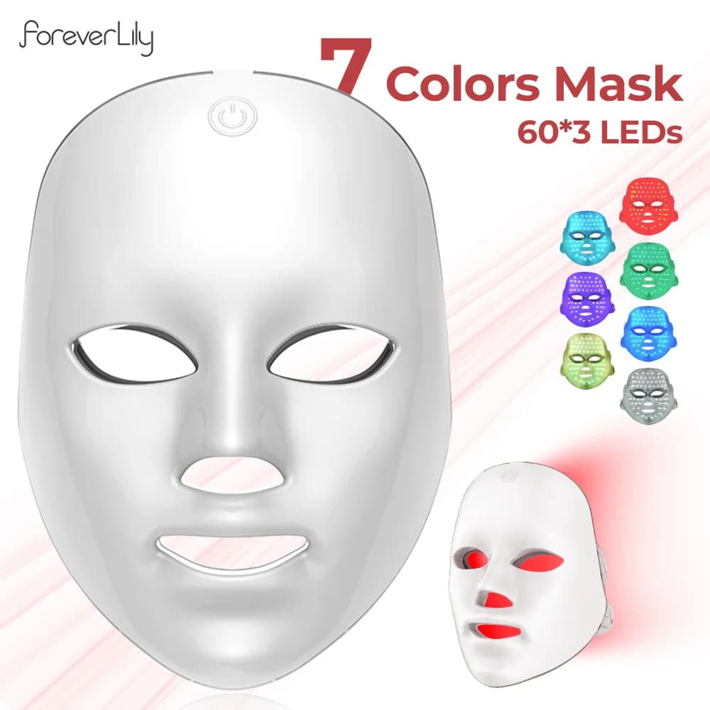 7‑color LED facial mask with red light panel — image 1