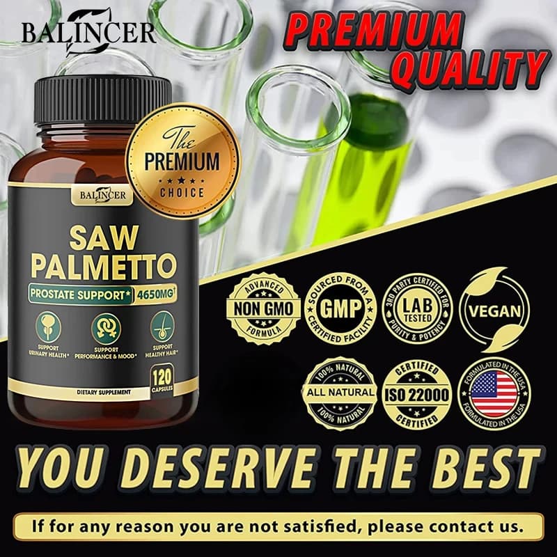 bottles of saw palmetto capsules with ashwagandha and turmeric — image 6