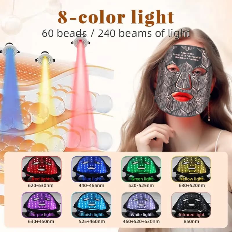 silicone LED face mask with 8 color lights — image 4