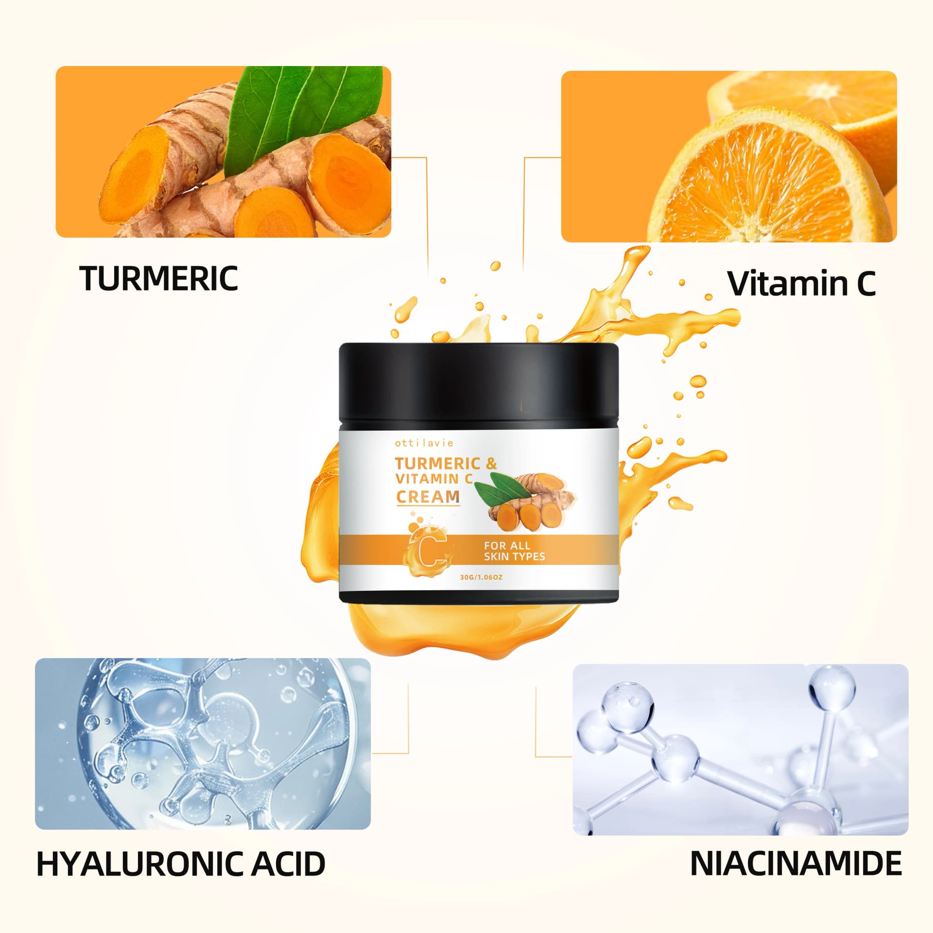 Turmeric and vitamin C facial cream tube — image 2