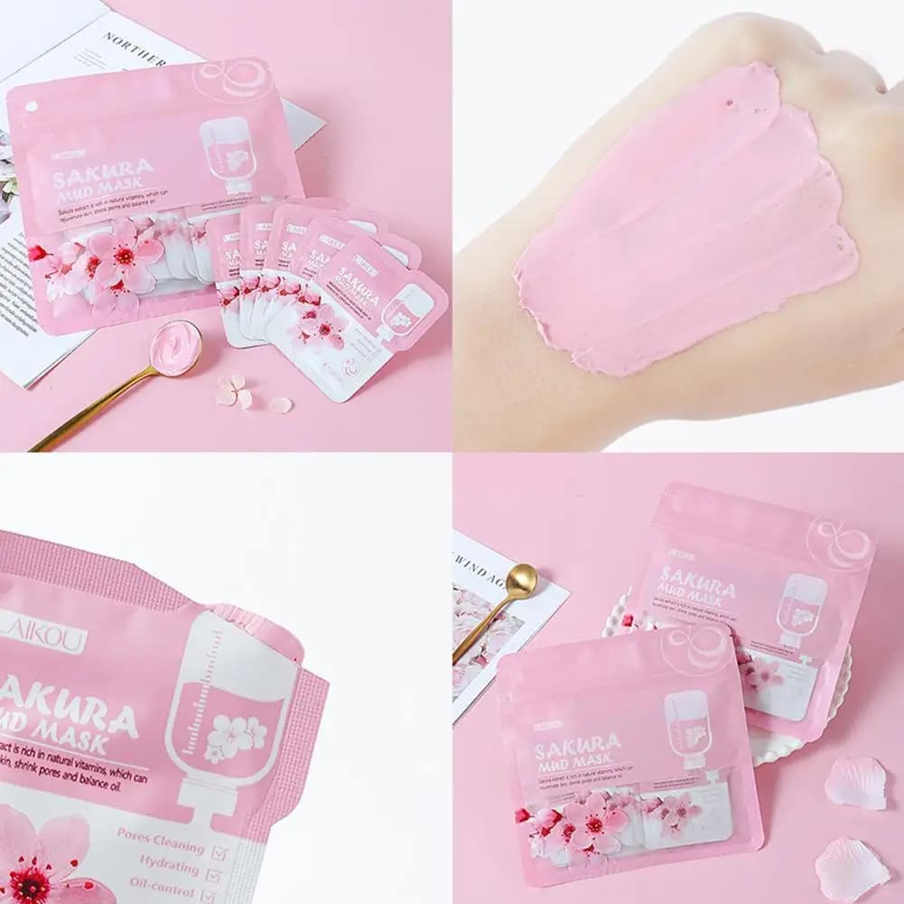 Sakura mud brightening hydrating face mask pack of 12 — image 4