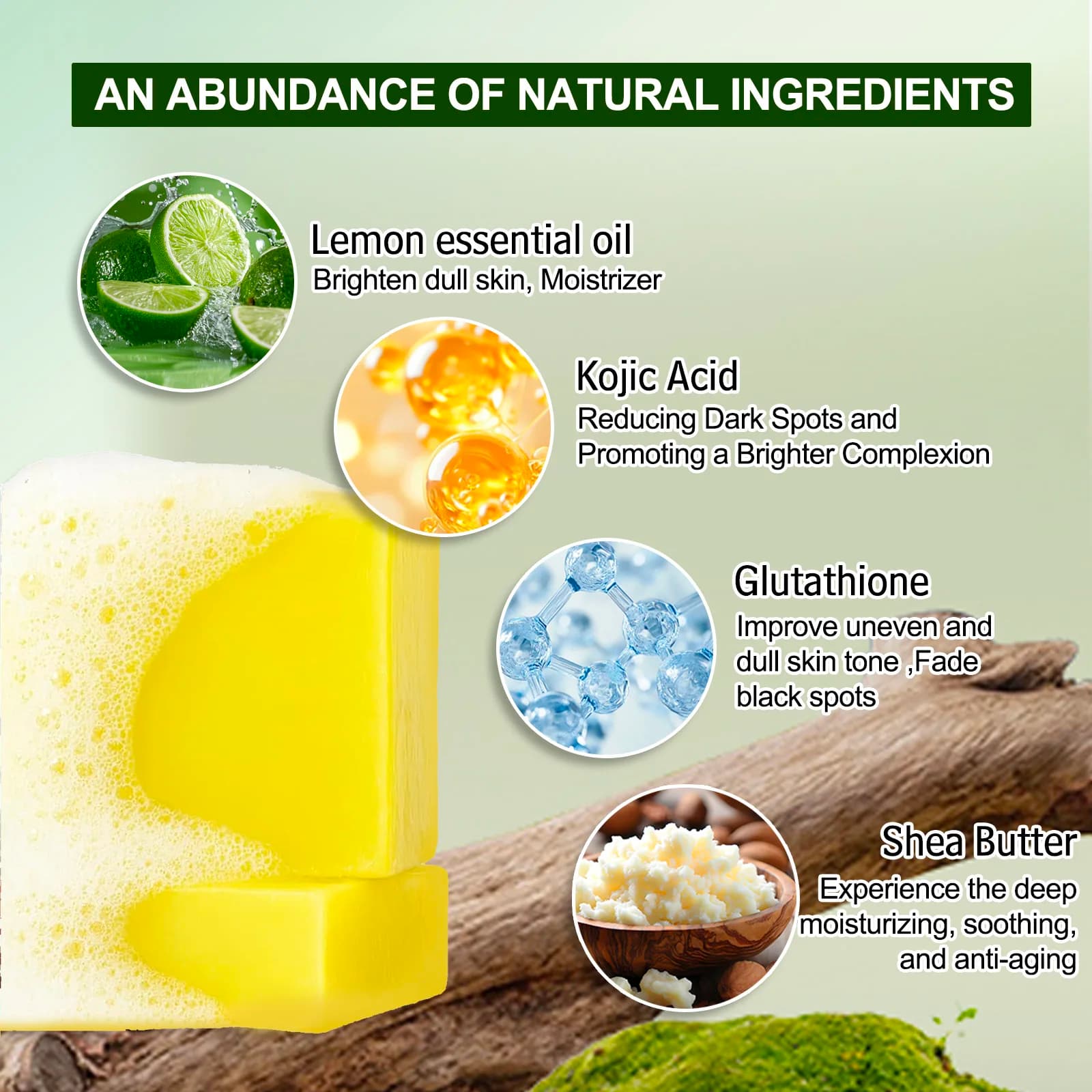 Whitening lemon soap bar with glutathione and shea butter — image 4