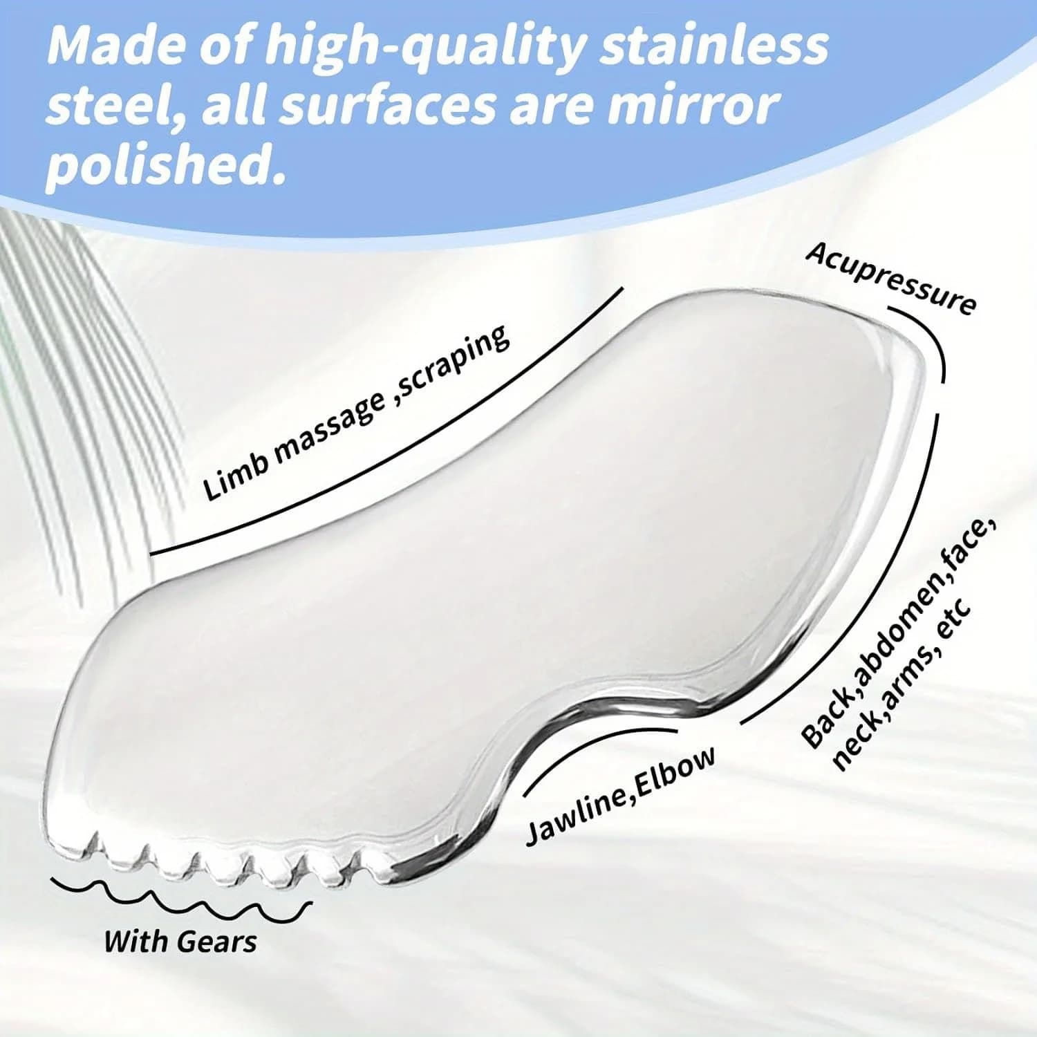 Stainless steel gua sha tool for jawline — image 6