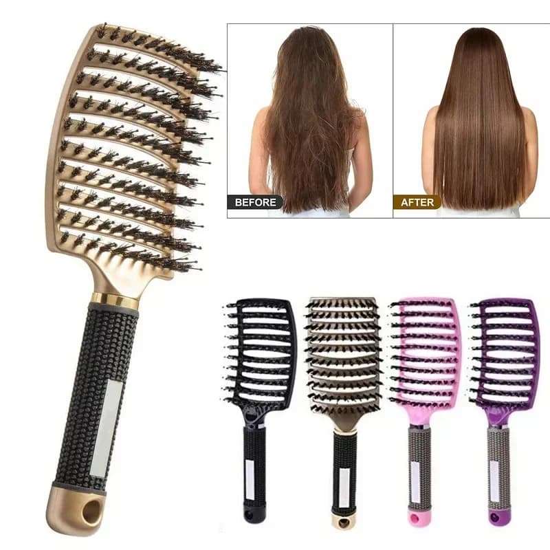 boar bristle and nylon scalp massage hair brush — image 1